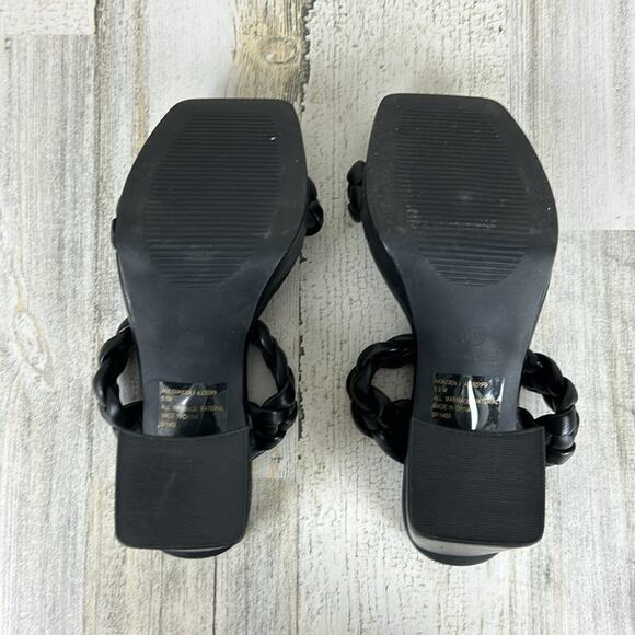 Ann Klein Alexander heeled black sandals womens sz 5 1/2 Faux leather slip on - Picture 8 of 9